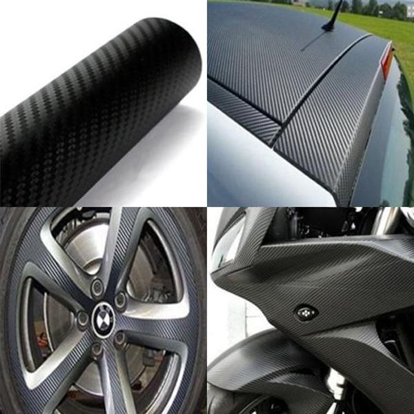 5PCS Waterproof Car Sticker 3D Carbon Fiber Vinyl Adhesive Film Sheet Roll Auto Car DIY Sticker