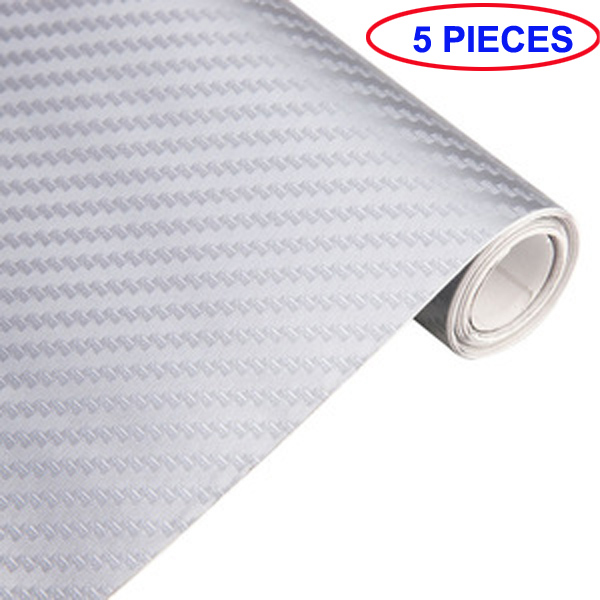 5PCS Waterproof Car Sticker 3D Carbon Fiber Vinyl Adhesive Film Sheet Roll Auto Car DIY Sticker