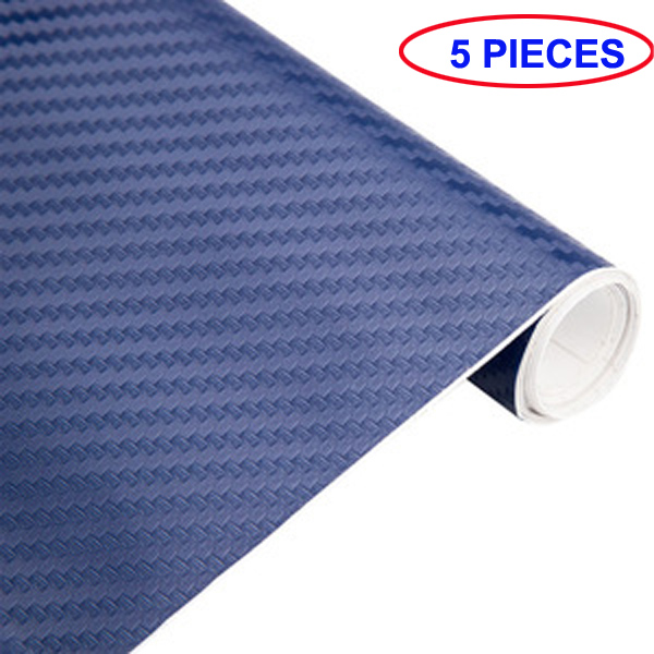 5PCS Waterproof Car Sticker 3D Carbon Fiber Vinyl Adhesive Film Sheet Roll Auto Car DIY Sticker