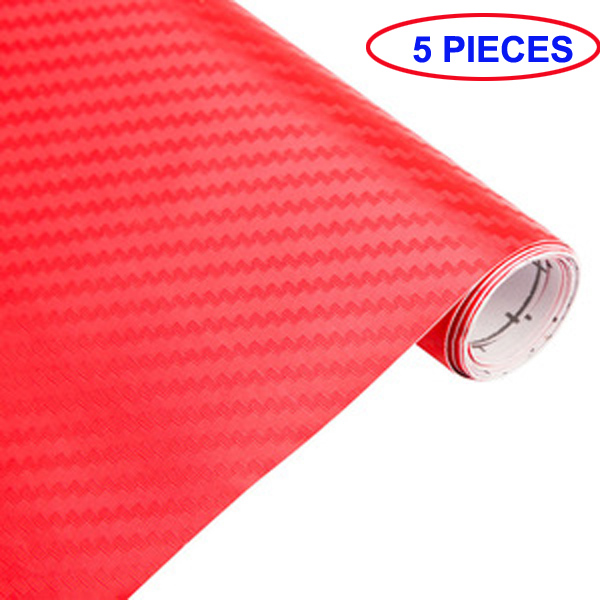 5PCS Waterproof Car Sticker 3D Carbon Fiber Vinyl Adhesive Film Sheet Roll Auto Car DIY Sticker