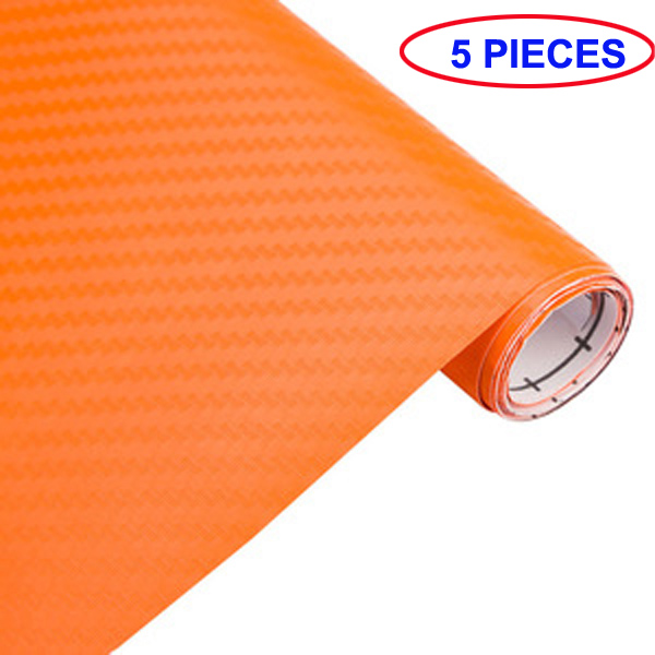 5PCS Waterproof Car Sticker 3D Carbon Fiber Vinyl Adhesive Film Sheet Roll Auto Car DIY Sticker