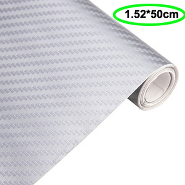 5Pices 1.52x0.5m 3D Silver Carbon Fiber Film Car Wrap film Sheet Car Body Wrapping Sticker Decor
