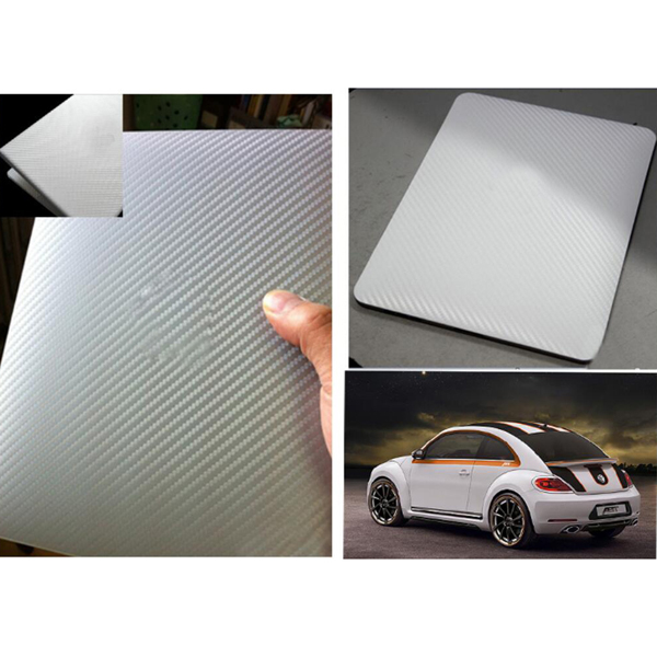 5Pices 1.52x0.5m 3D Silver Carbon Fiber Film Car Wrap film Sheet Car Body Wrapping Sticker Decor