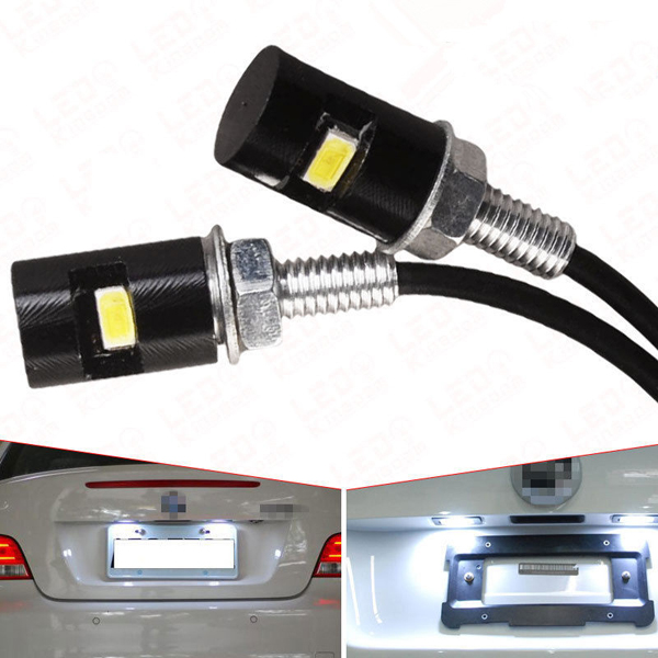 2pcs Motorcycle LED License Plate Lights Car Auto Front Tail Number Lamps Bulbs White