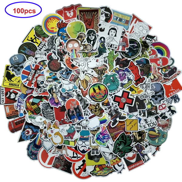 100Pcs Random  Car Motorcycle Luggage Laptop Bike Scooter Stickers Doodling Travel DIY Stickers