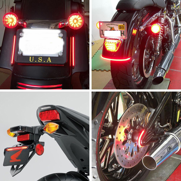 Flexible 48 LED Motorcycle Light Bar Strip Tail Turn Signal Tail Rear Brake Stop Lamp Brake Light