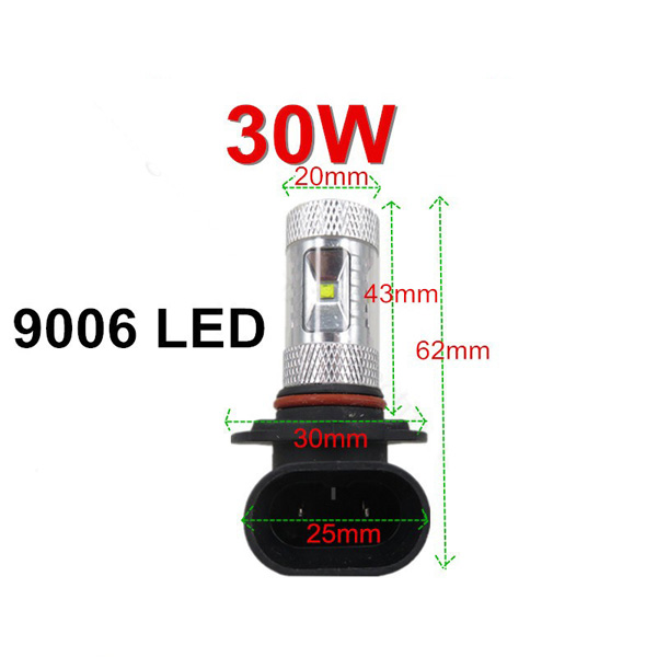 2pcs 9006 HB4 30W White Car Accessories External Led Fog Light Bulb