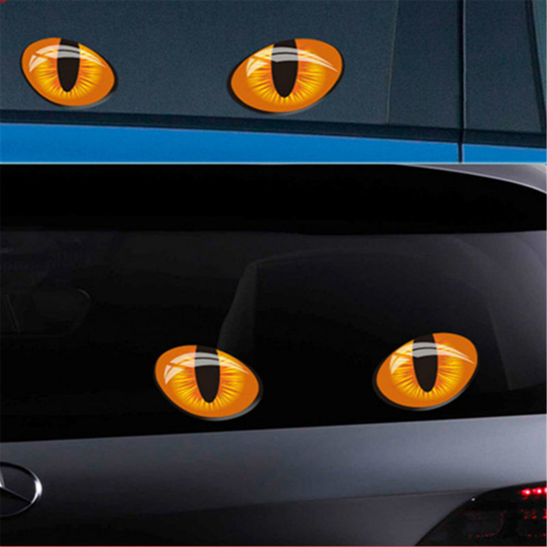 1 Pair 12*10cm Cute Simulation Cat Eyes Car Stickers 3D Vinyl Decal