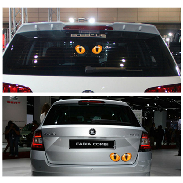 1 Pair 12*10cm Cute Simulation Cat Eyes Car Stickers 3D Vinyl Decal
