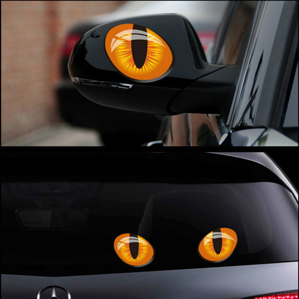 1 Pair 12*10cm Cute Simulation Cat Eyes Car Stickers 3D Vinyl Decal