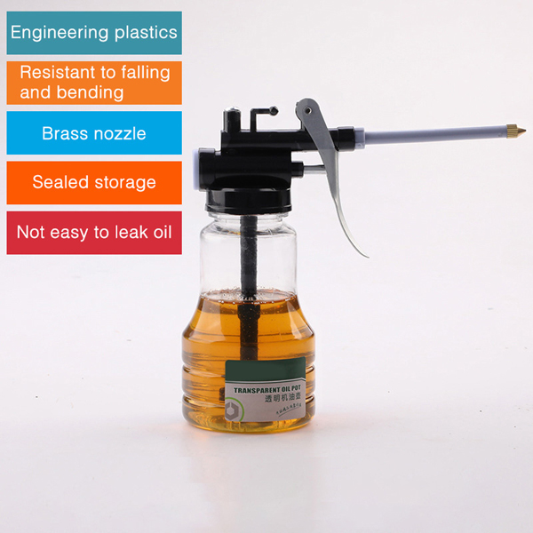 New 250 ml Oiler Greasing Transparent Oil Can Lubrication High Pressure Pump Oiler