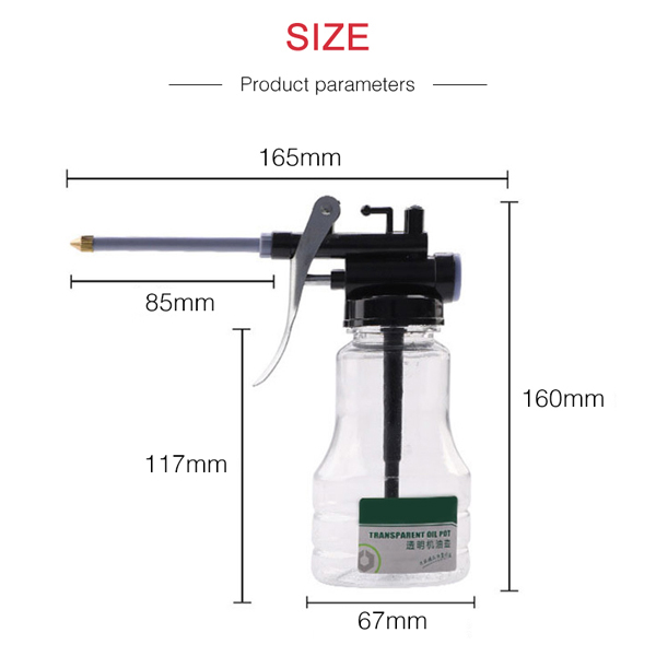 New 250 ml Oiler Greasing Transparent Oil Can Lubrication High Pressure Pump Oiler