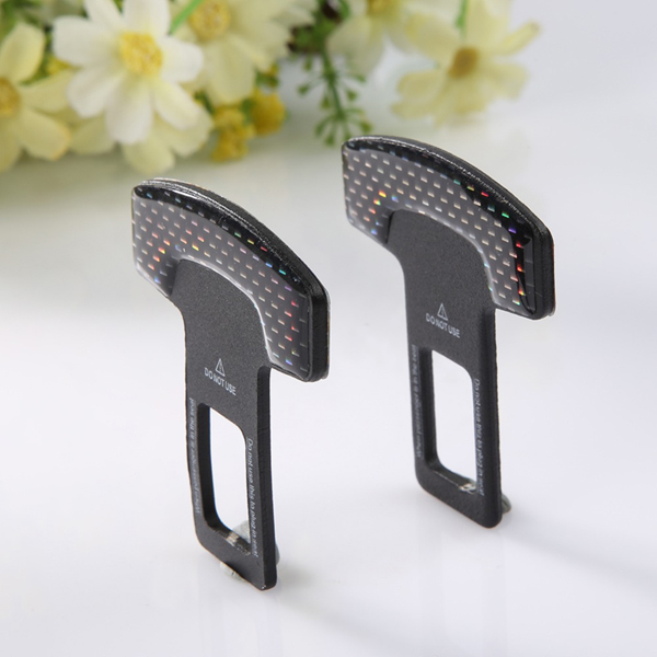 2Pcs Safety Belt Buckles Real Carbon Fiber Trucks Car Seat Safty Belt Alarm Canceler Stopper