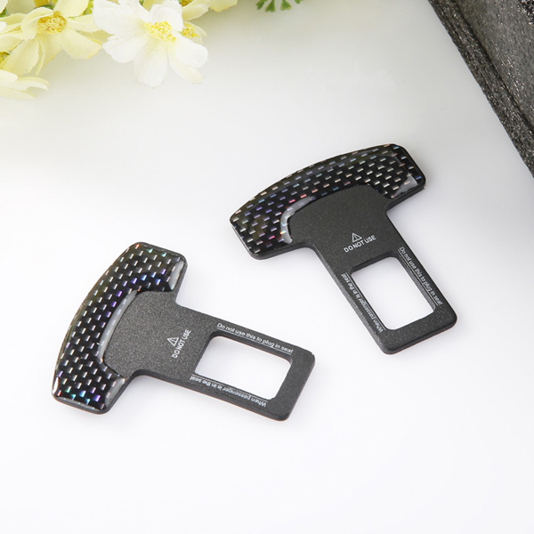 2Pcs Safety Belt Buckles Real Carbon Fiber Trucks Car Seat Safty Belt Alarm Canceler Stopper