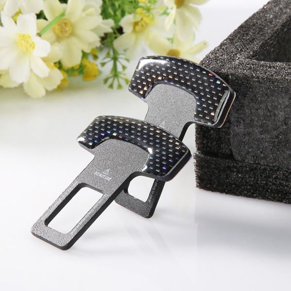 2Pcs Safety Belt Buckles Real Carbon Fiber Trucks Car Seat Safty Belt Alarm Canceler Stopper