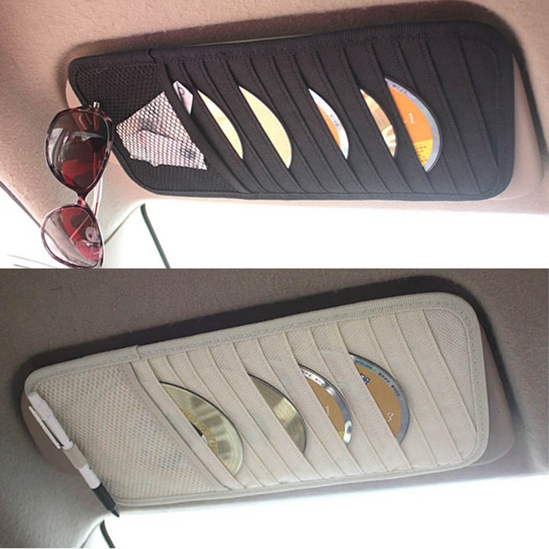 Car Sun Visor Glass Pen CD DVD Disk Card Case  Multifunctional Sunshade Storage Bag Holder Clip