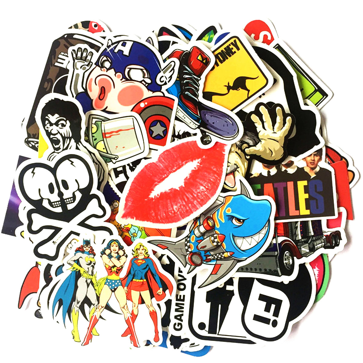 100Pcs Colorful Car PVC Sticker Car Sticker Skateboard Laptop Luggage Decals