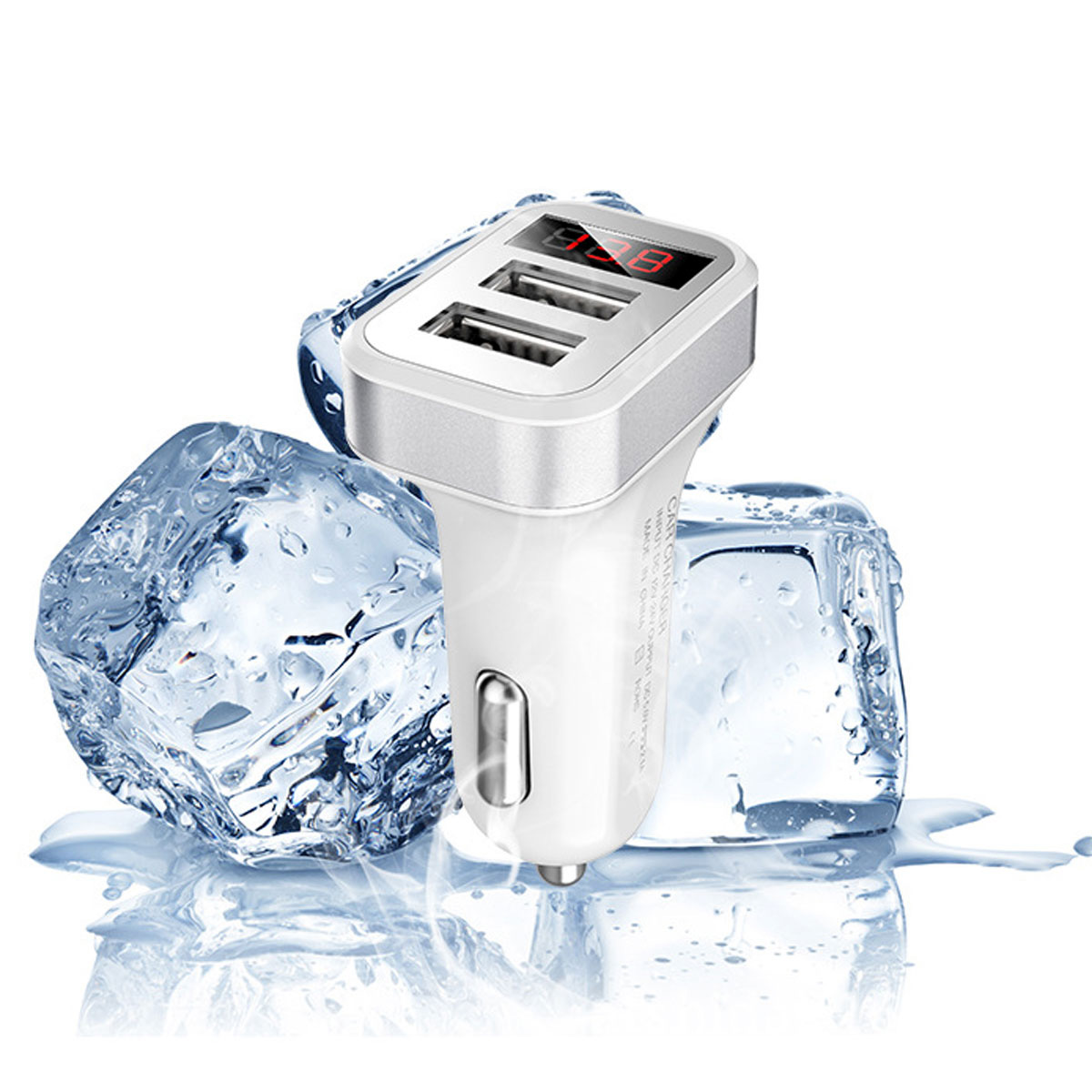 Car Charger Adapter 2.1A Digital LED Voltage/Current Display Auto Vehicle Charger