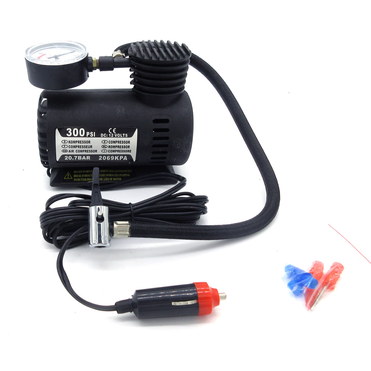 Car Mini Pumps 12V 300PSI Electric Air Compressor Tire Inflator Auto Inflatable Pump with Barometer