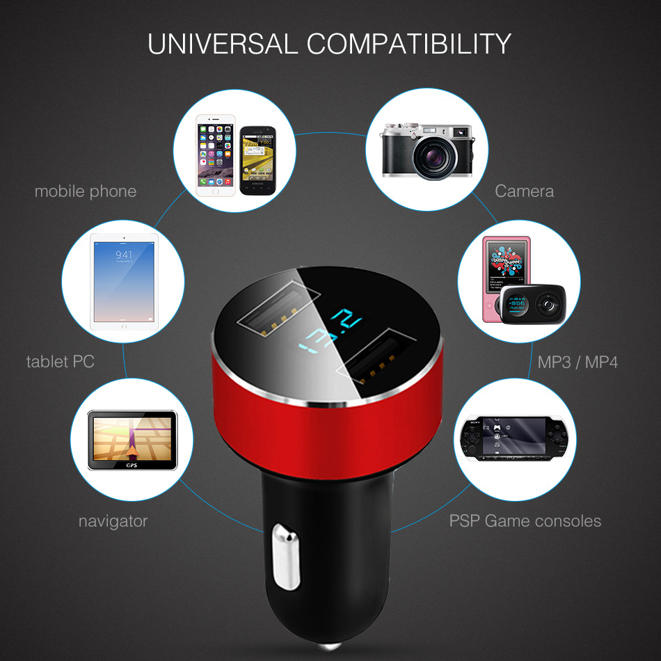 Intelligent Car-Charger Dual USB 5V Dynamic 3.1A High Quality Car Charger Car Voltage Diagnostic