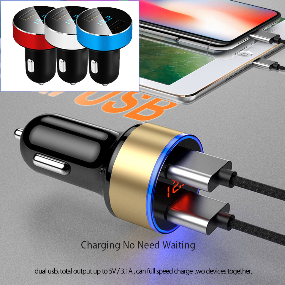 Intelligent Car-Charger Dual USB 5V Dynamic 3.1A High Quality Car Charger Car Voltage Diagnostic