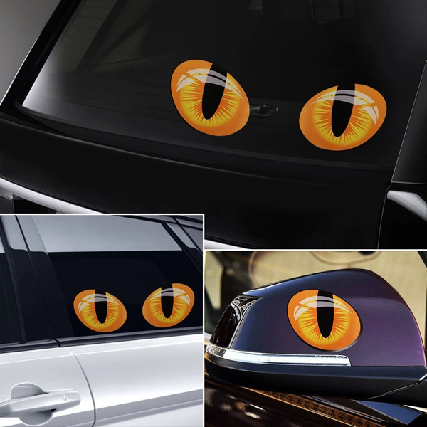 1 Pair of  Cat Eyes Car Stickers 3D Vinyl Decal for Car Rearview Mirror Head Engine Cover