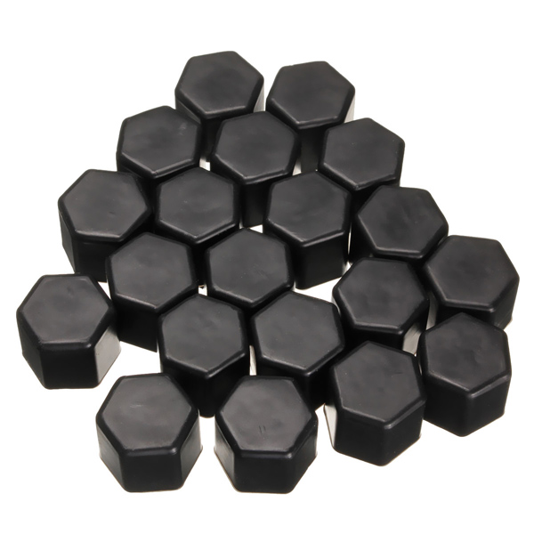 New 19mm 20pcs Black Silicone Hex Protector Wheel Lug Bolt Nut Cap Valve Stem Cover