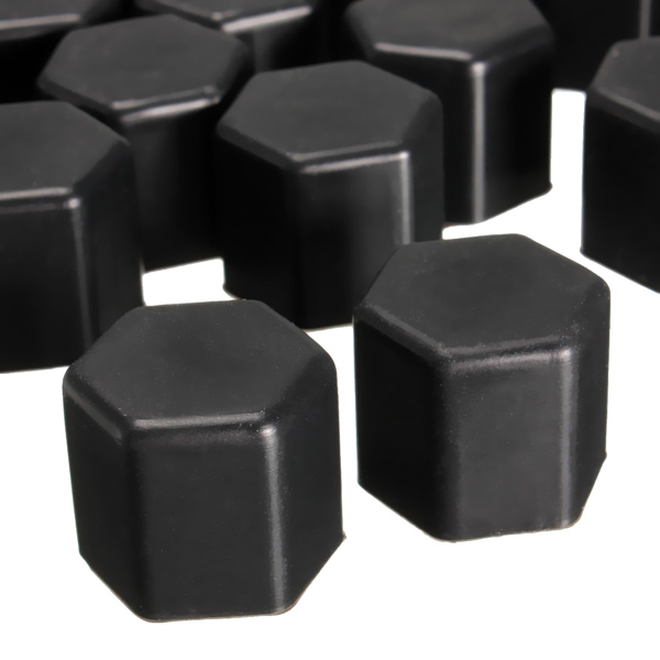 New 19mm 20pcs Black Silicone Hex Protector Wheel Lug Bolt Nut Cap Valve Stem Cover