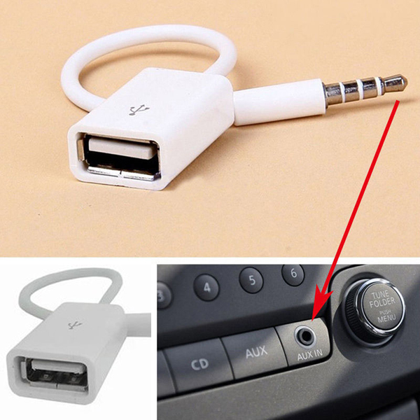New 12V USB 2.0 Female To MP3 DC 3.5mm Male AUX Audio Plug Jack Converter Cable Cord
