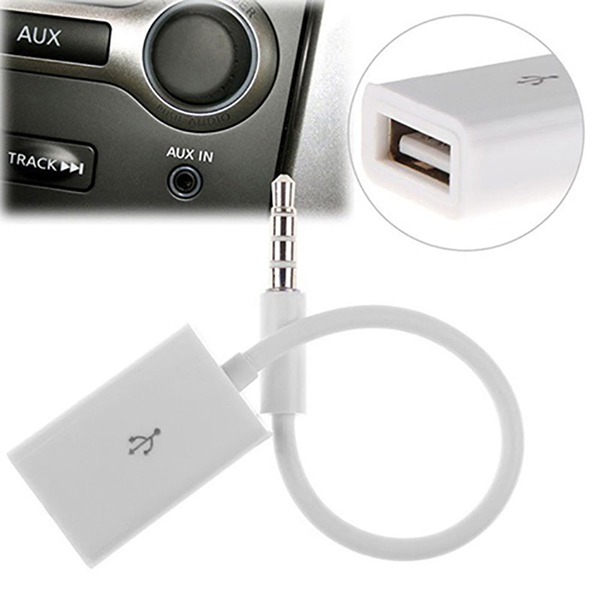 New 12V USB 2.0 Female To MP3 DC 3.5mm Male AUX Audio Plug Jack Converter Cable Cord