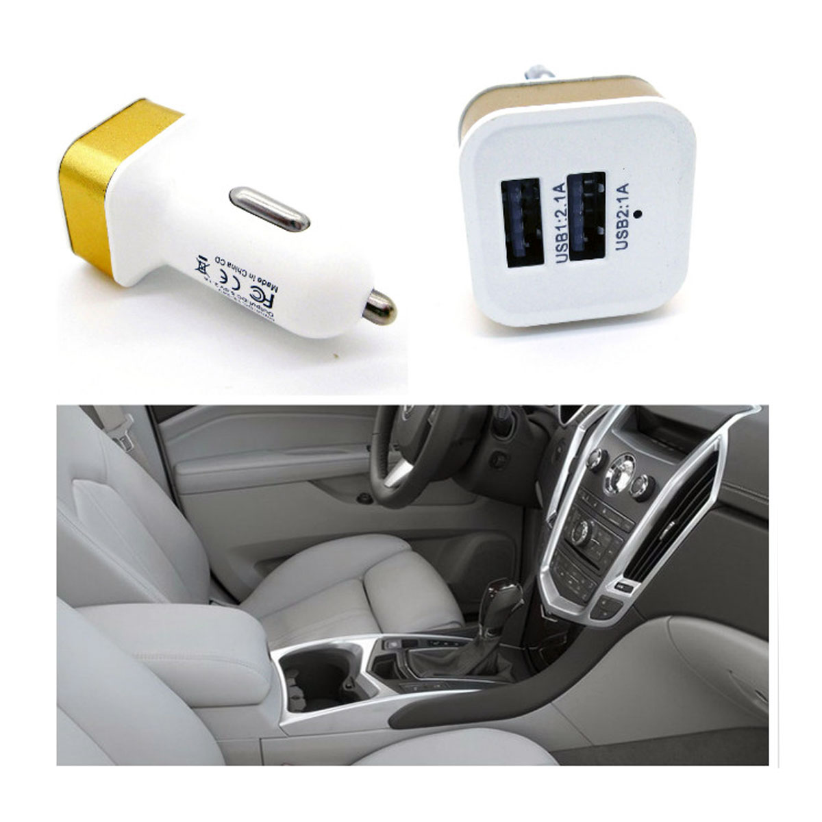 Universal Car Auto USB Dual 2-Usb Two Port Cell phone Car charging Adapter