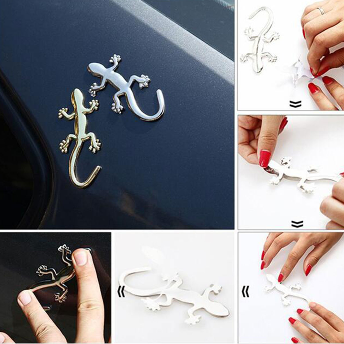 Universal 1Pc 3D Gecko Car Side Fender Rear Trunk Emblem Badge Sticker Decals