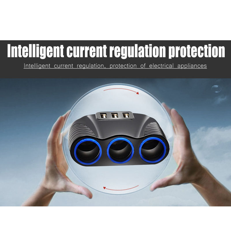 New 3.1A 12V Car Charger 3 in 1 Cigarette Lighter Splitter Power Adapter USB CarC harger Socket