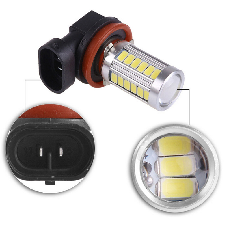 1 Pair Car H11 Led Fog Lights HeadlightWhite 12V DRL Driving Light Daytime Running Light