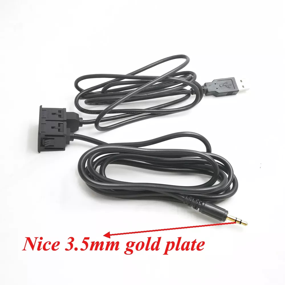 Car Dash Flush Mount USB Port Panel Auto Boat 3.5mm AUX USB Extension Cable Adapter for VW Toyota