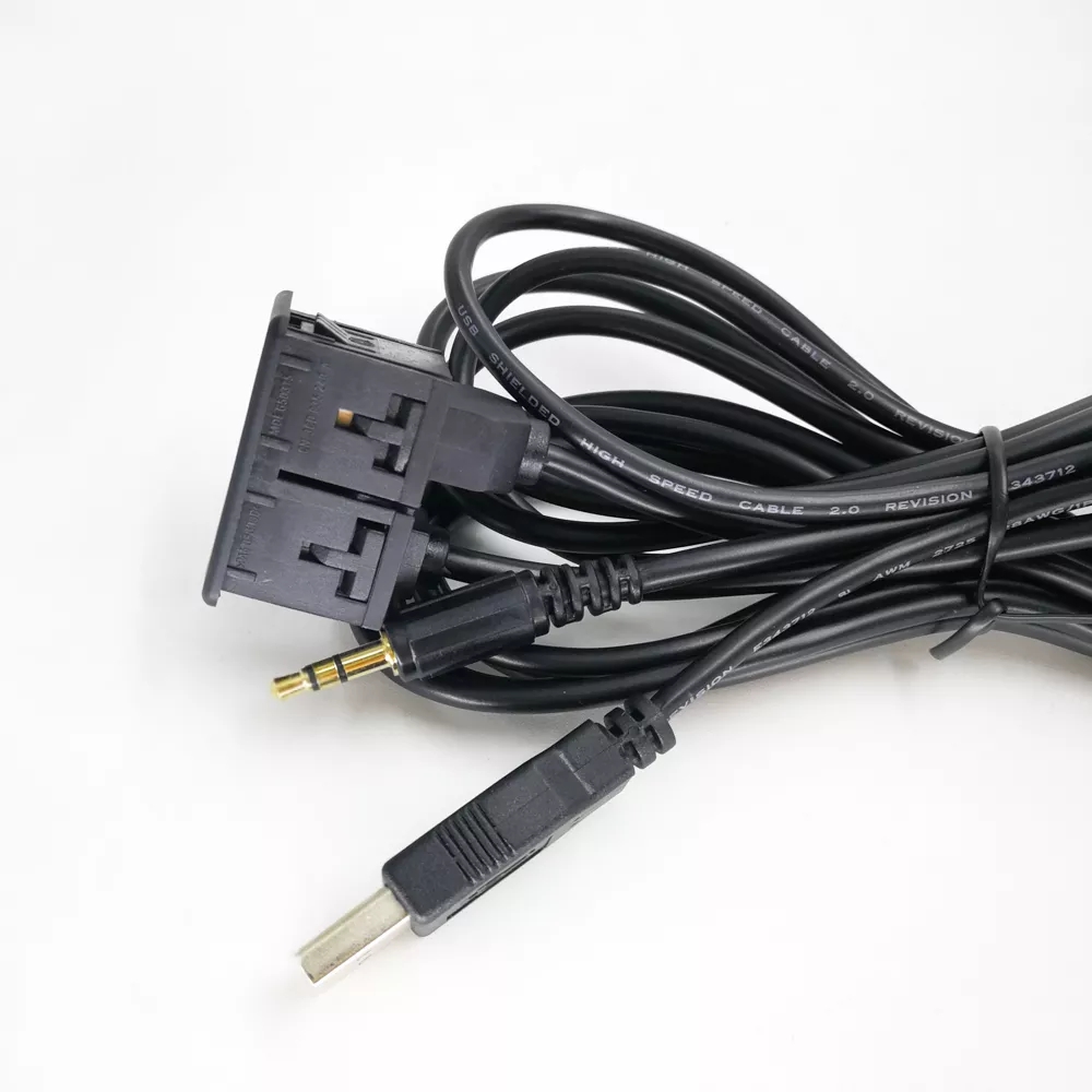 Car Dash Flush Mount USB Port Panel Auto Boat 3.5mm AUX USB Extension Cable Adapter for VW Toyota