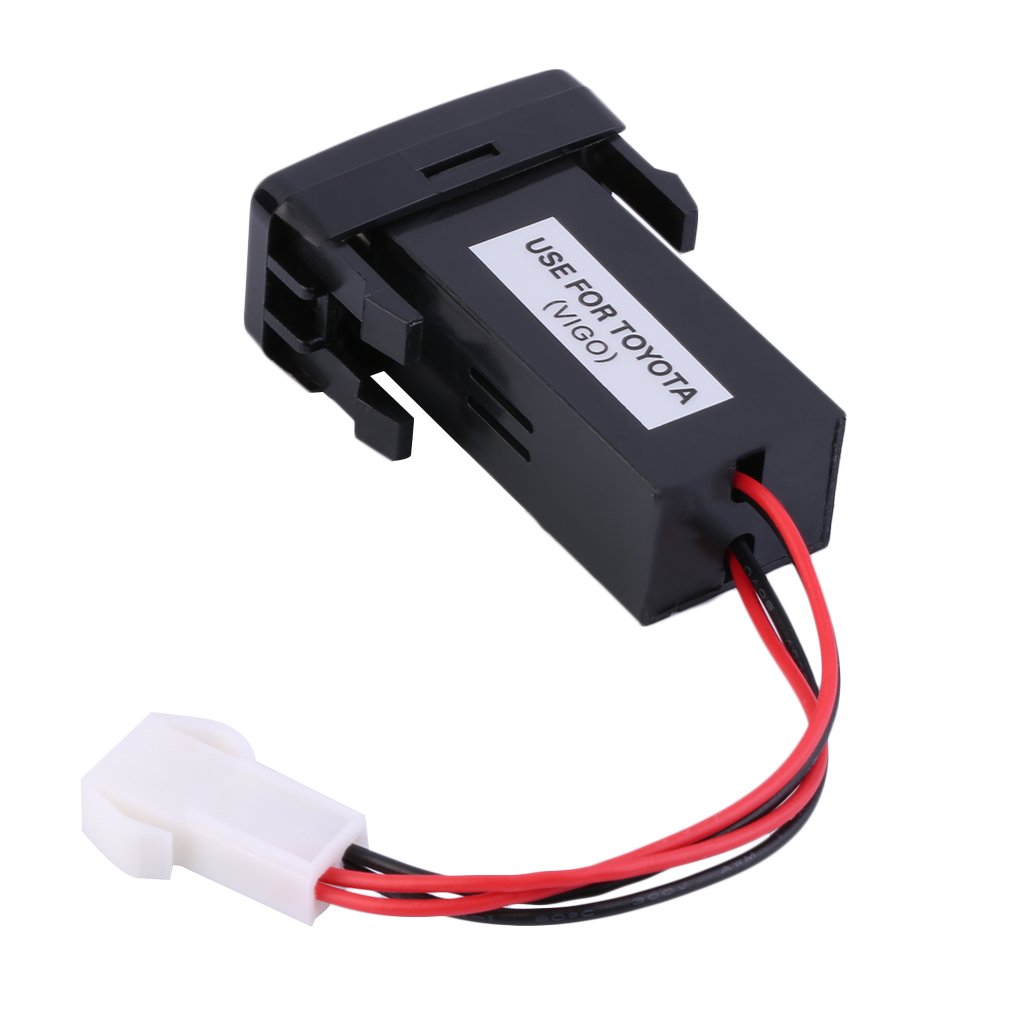 New Auto Car DC 5V 2.1A Dual USB Port Charger Dashboard Mount with Audio Input For Toyota