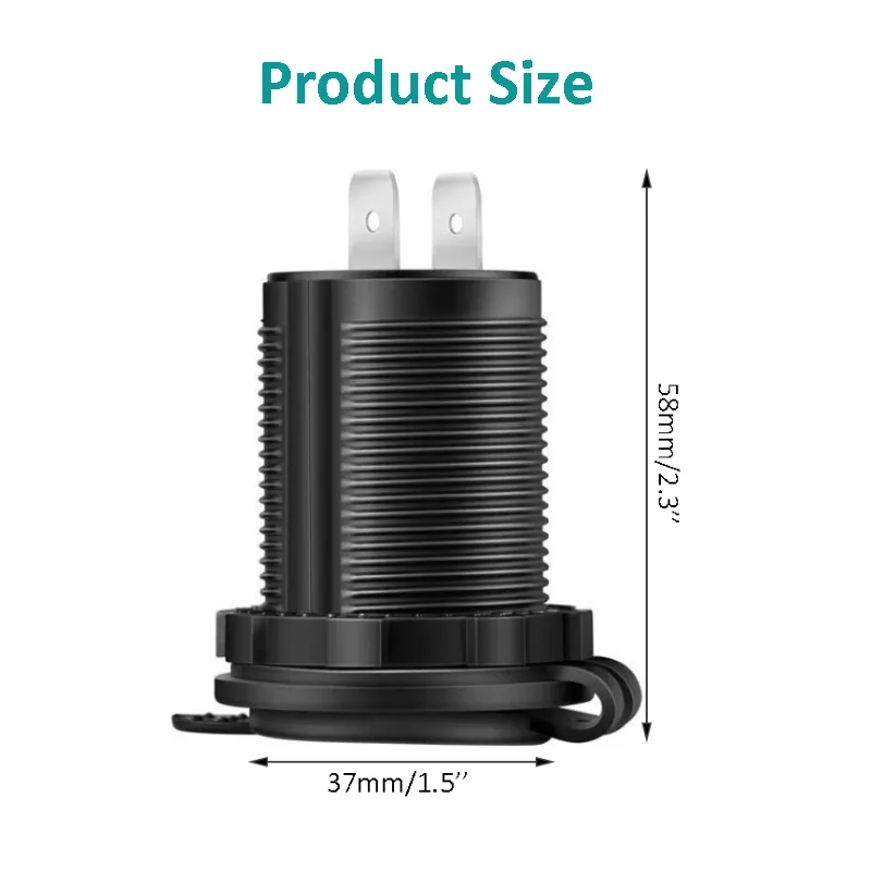 Car Cigarette Lighter Socket 12V-24V Waterproof Plug Power Outlet Adapter