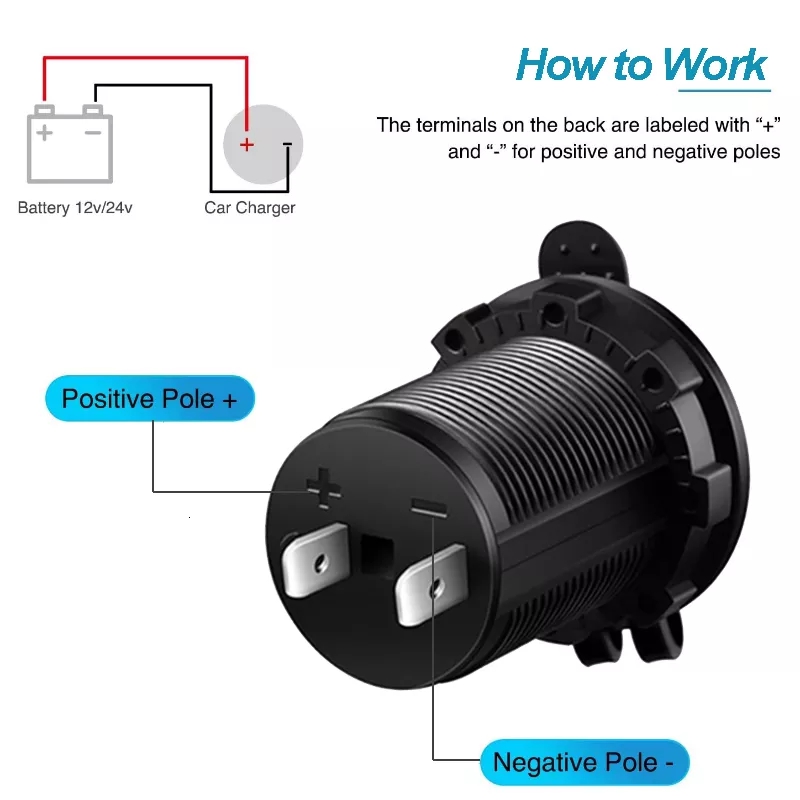 Car Cigarette Lighter Socket 12V-24V Waterproof Plug Power Outlet Adapter