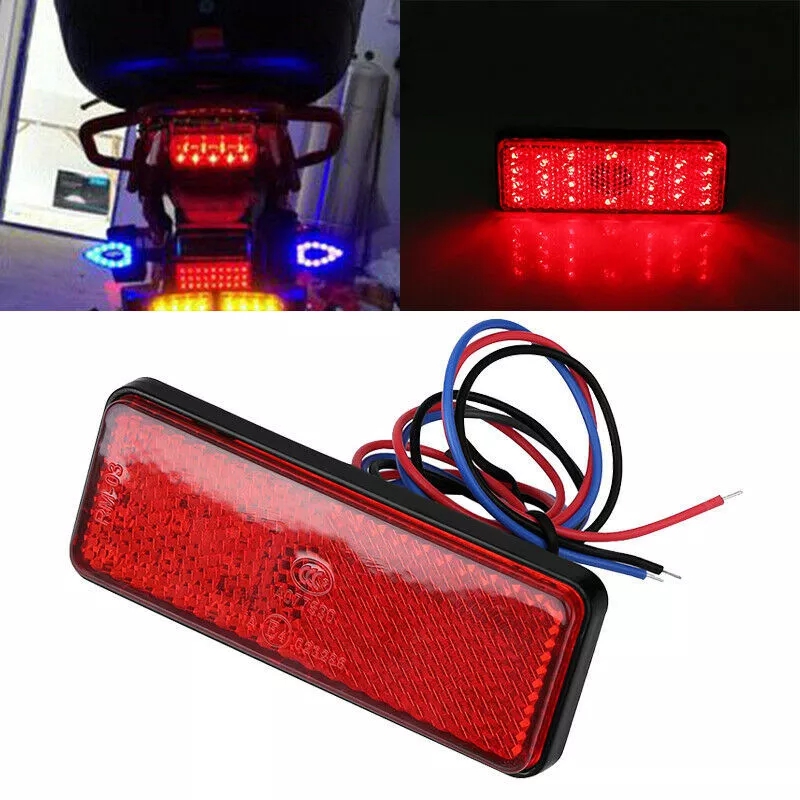 1PCS Motorcycle Brake Light Truck ATV LED Rectangle Reflector Tail Brake Stop Light