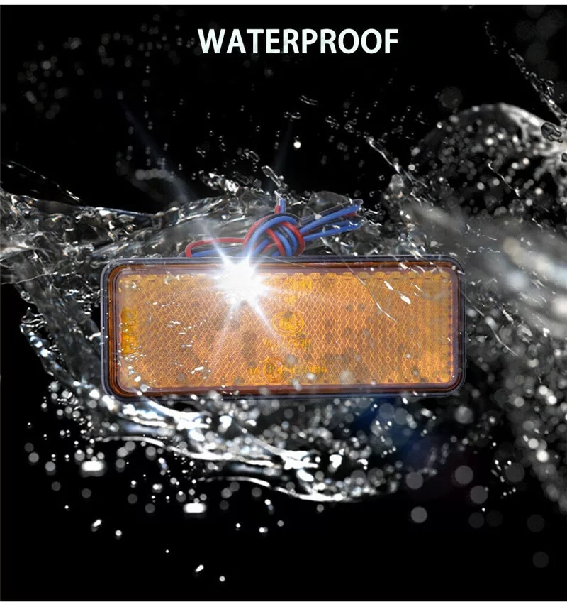 1PCS Motorcycle Brake Light Truck ATV LED Rectangle Reflector Tail Brake Stop Light