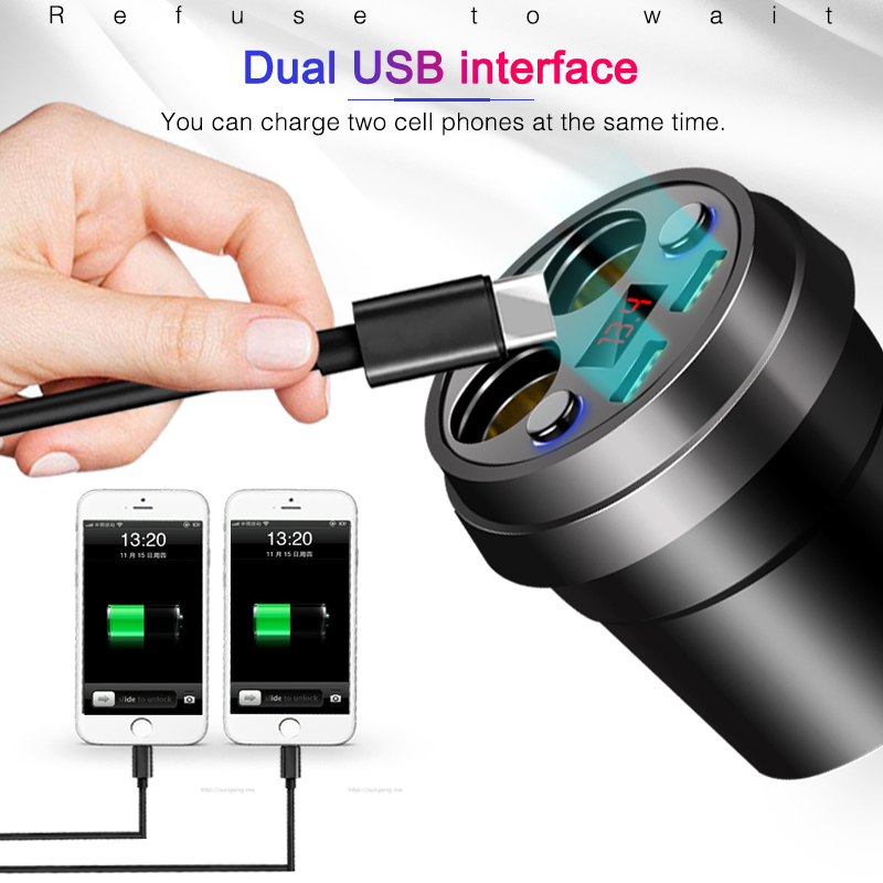 New USB Splitter for Auto Car Splitter Cigarette Lighter in a Car Charger Cup Holder