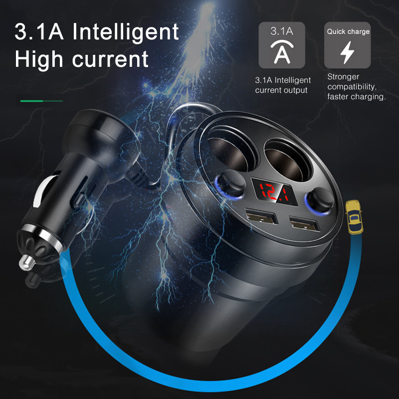 New USB Splitter for Auto Car Splitter Cigarette Lighter in a Car Charger Cup Holder