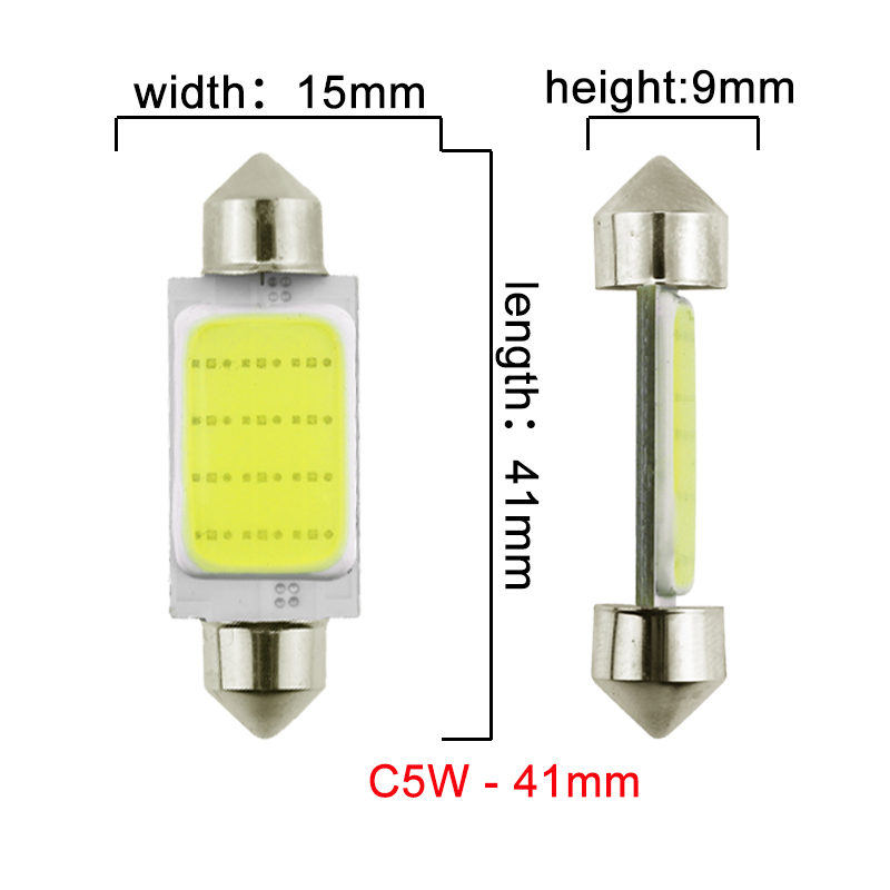 1Pair  C10W C5W LED COB Festoon 12V White bulbs for car License plate Interior Reading Light