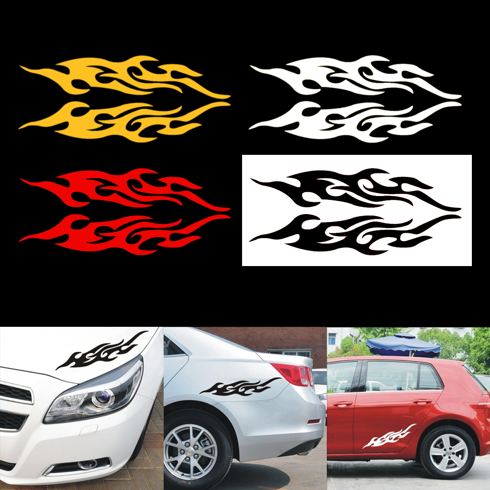 1Pair Universal Flame Fire Sticker Vehicle Decal Car Bumper Door Body Vinyl Decor Car Sticker
