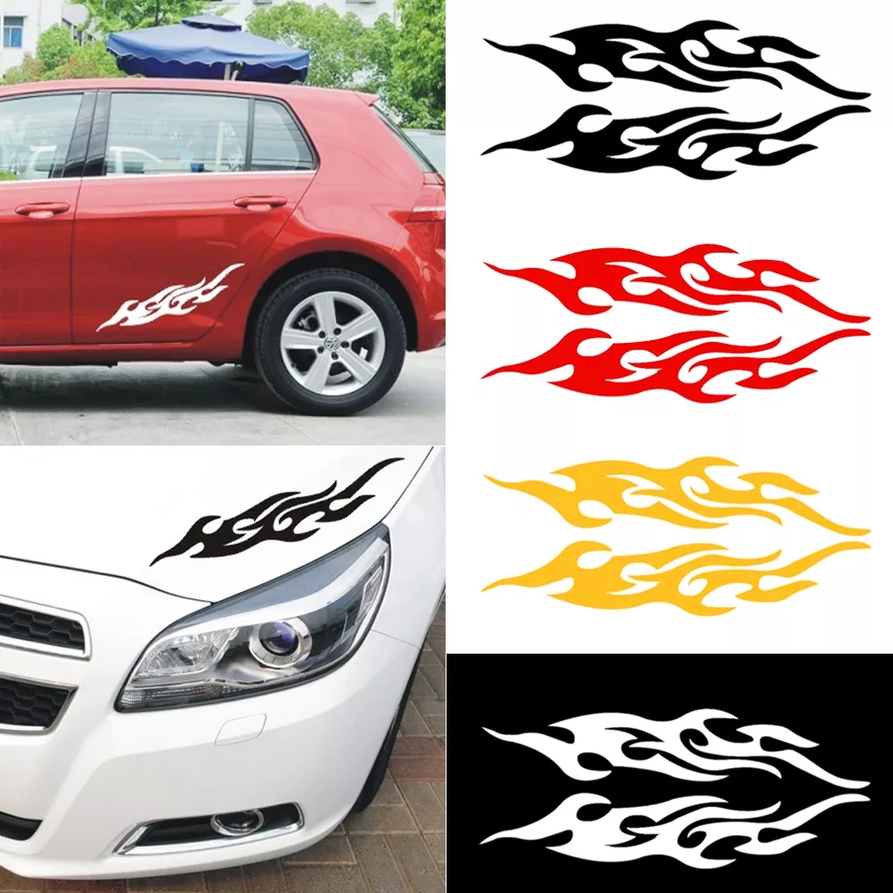1Pair Universal Flame Fire Sticker Vehicle Decal Car Bumper Door Body Vinyl Decor Car Sticker