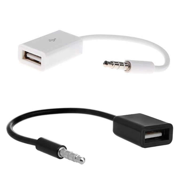 New 3.5mm Male AUX Audio Plug Jack To USB 2.0 Female Converter Cable Cord For Car MP3
