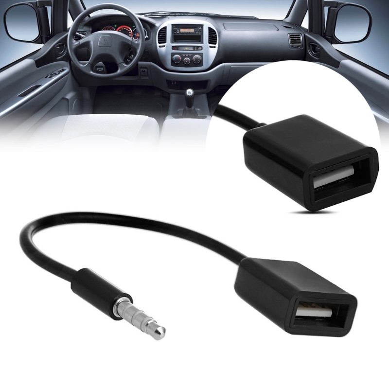 New 3.5mm Male AUX Audio Plug Jack To USB 2.0 Female Converter Cable Cord For Car MP3