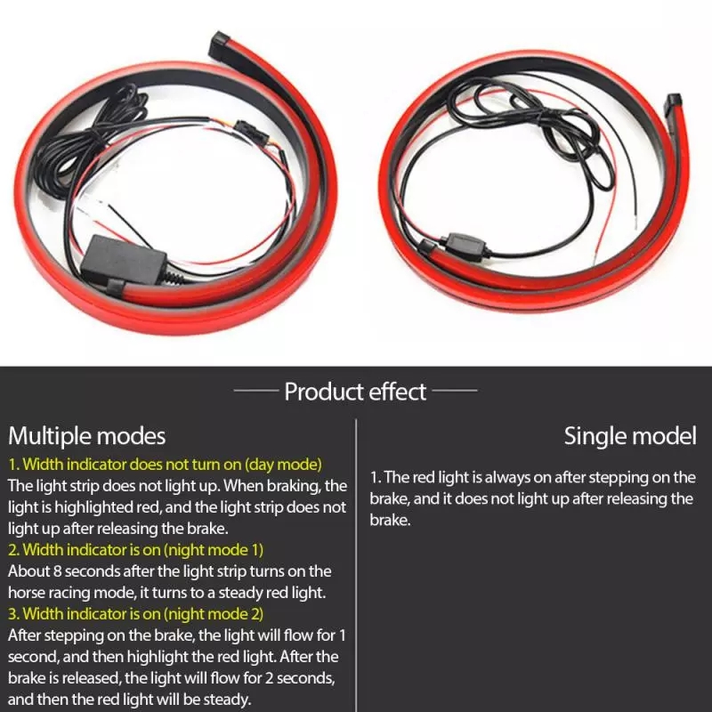 New 12V Car brake lights Modified Flashing Light LED Decorative Light Warning Light Bar