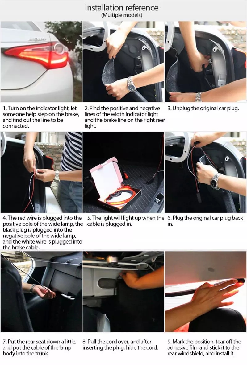 New 12V Car brake lights Modified Flashing Light LED Decorative Light Warning Light Bar